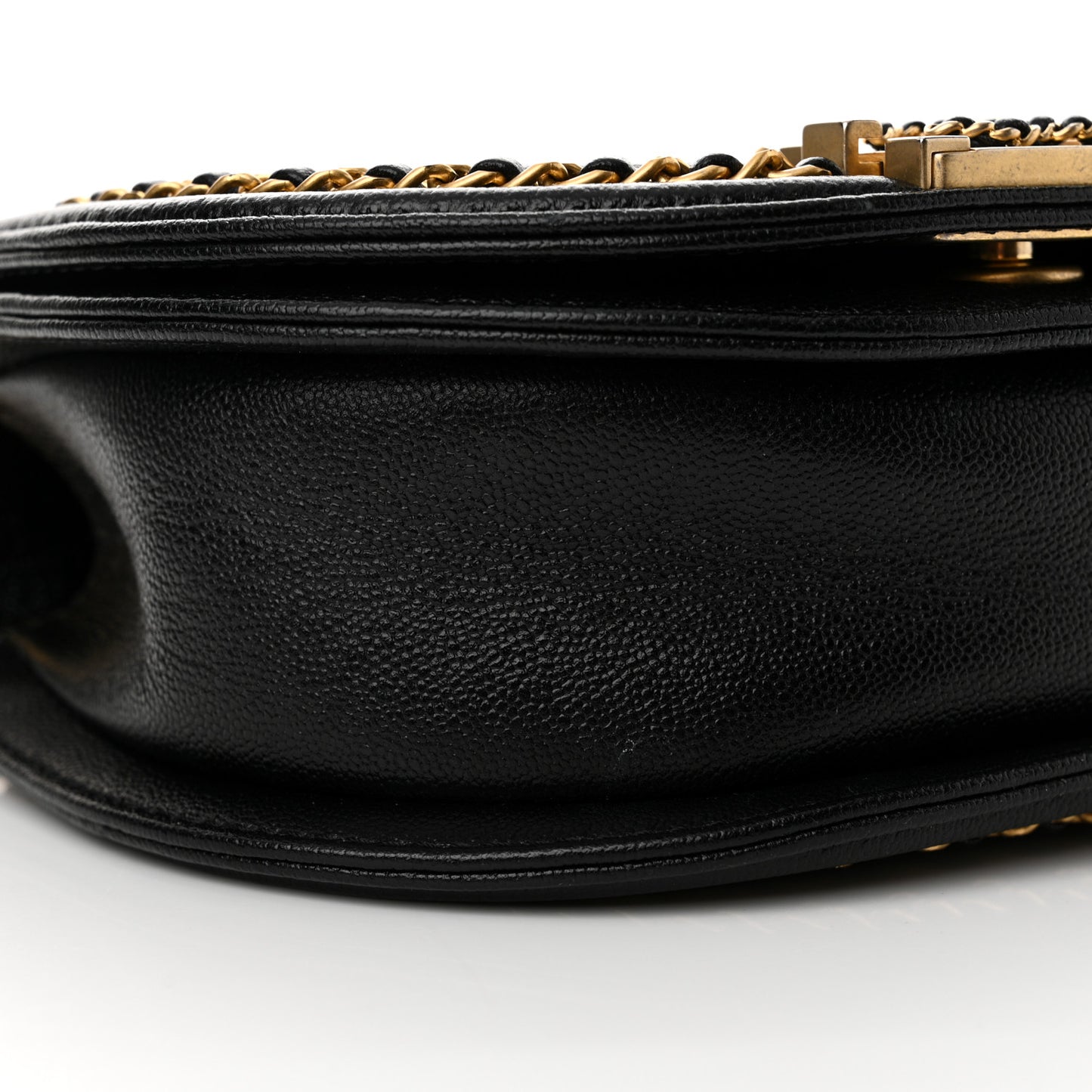 Caviar Quilted Small Chain Around Boy Messenger Bag Black
