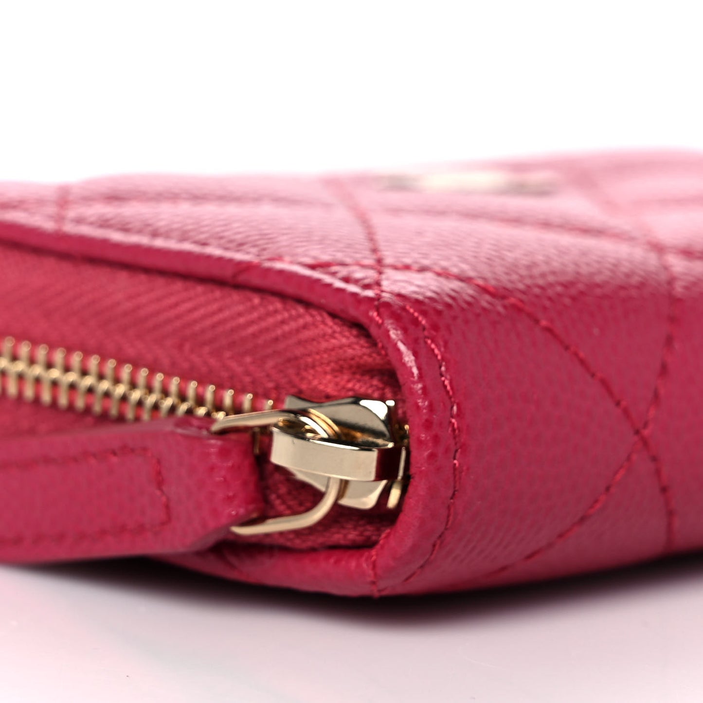 Caviar Quilted Zip Coin Purse Dark Pink