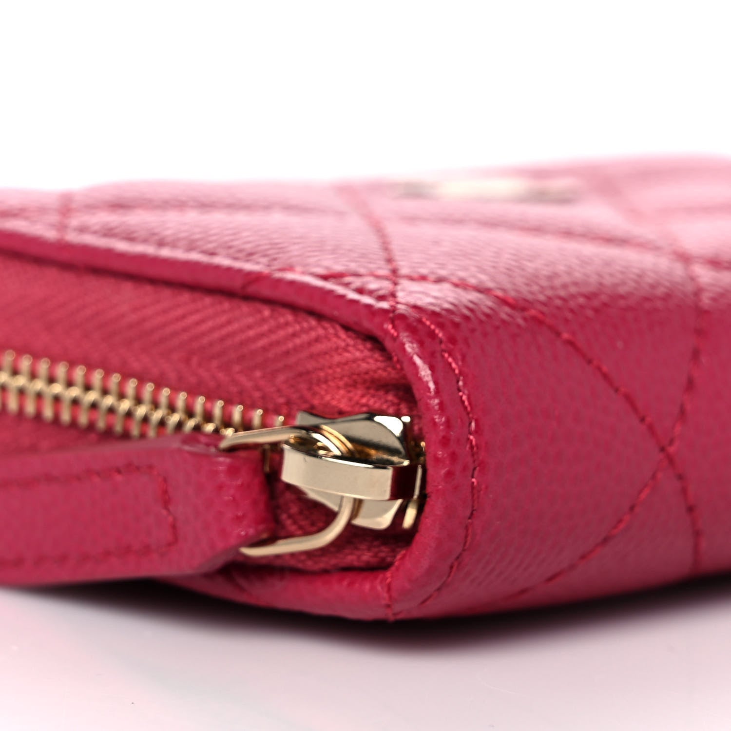 Chanel Caviar Quilted Zip Coin Purse Dark Pink 8 of 10