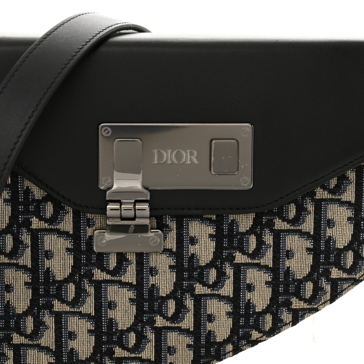 Christian Dior Oblique Smooth Calfskin Saddle Messenger Beige Black 8 of 10