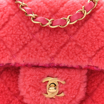 Chanel Shearling Tweed Quilted Mini Square Flap Bag Pink 8 of 12