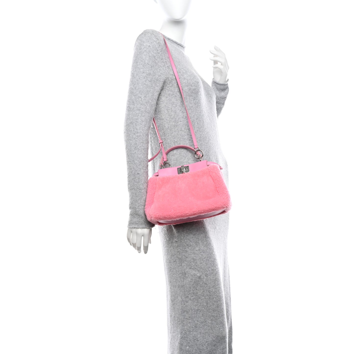 Shearling Nappa Mini Peekaboo Iconic Satchel Lollypop