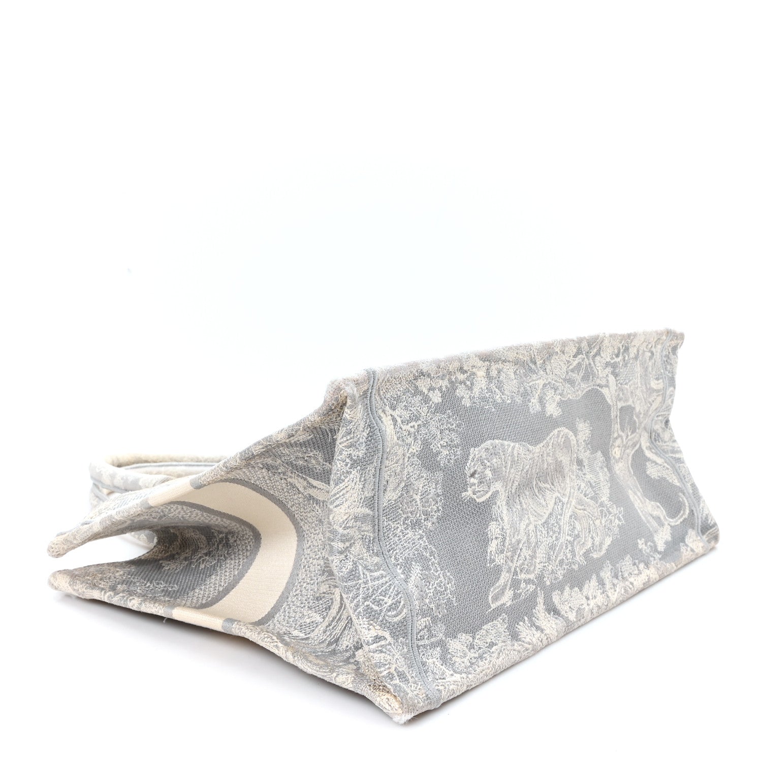 Christian Dior Canvas Embroidered Medium Dioriviera Toile De Jouy Reverse Book Tote Gray 4 of 12