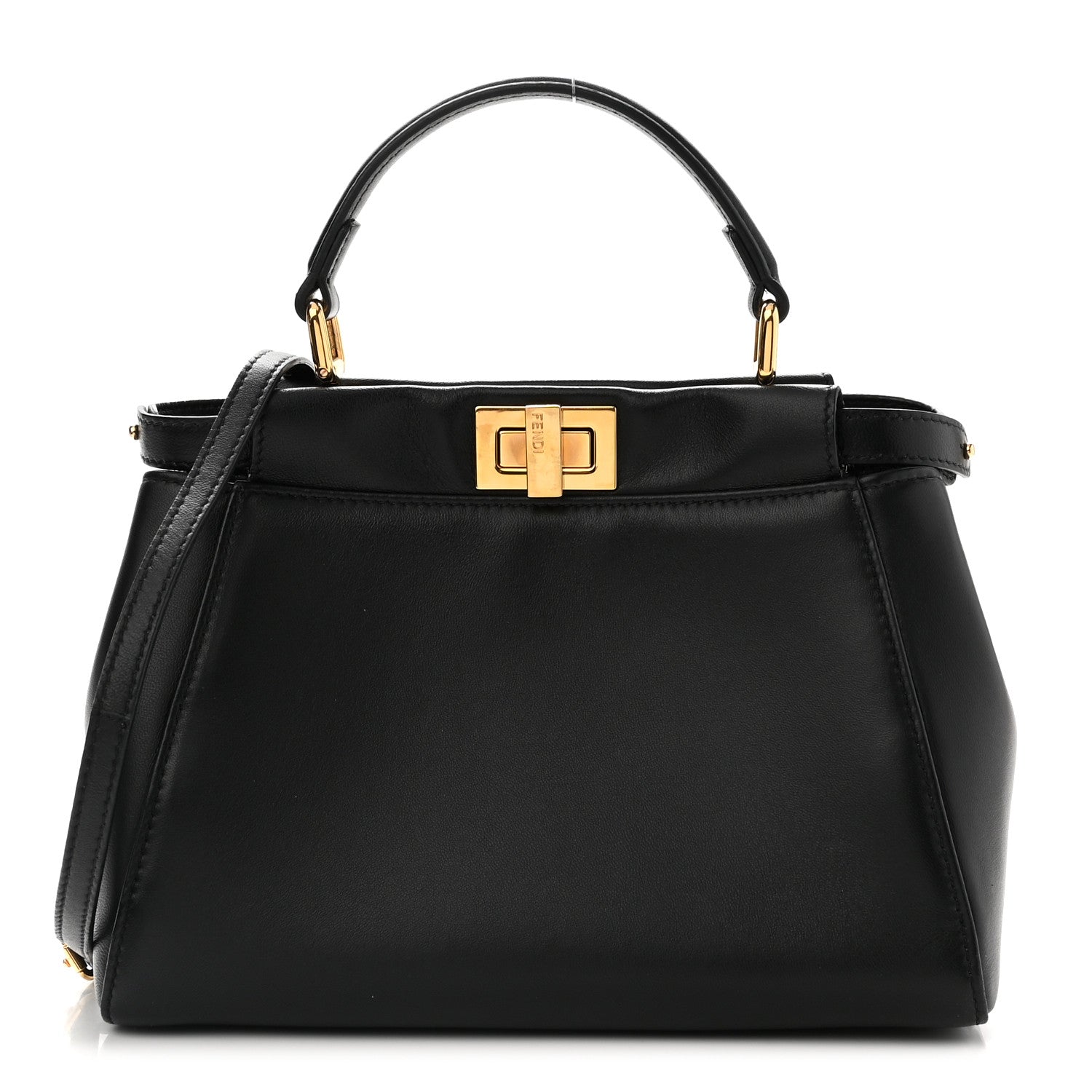 Fendi Nappa Mini Peekaboo Iconic Satchel Black 1 of 11