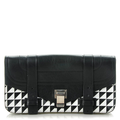 Proenza Schouler Triangle Print Calfskin PS1 Pochette Clutch Black White 1 of 8