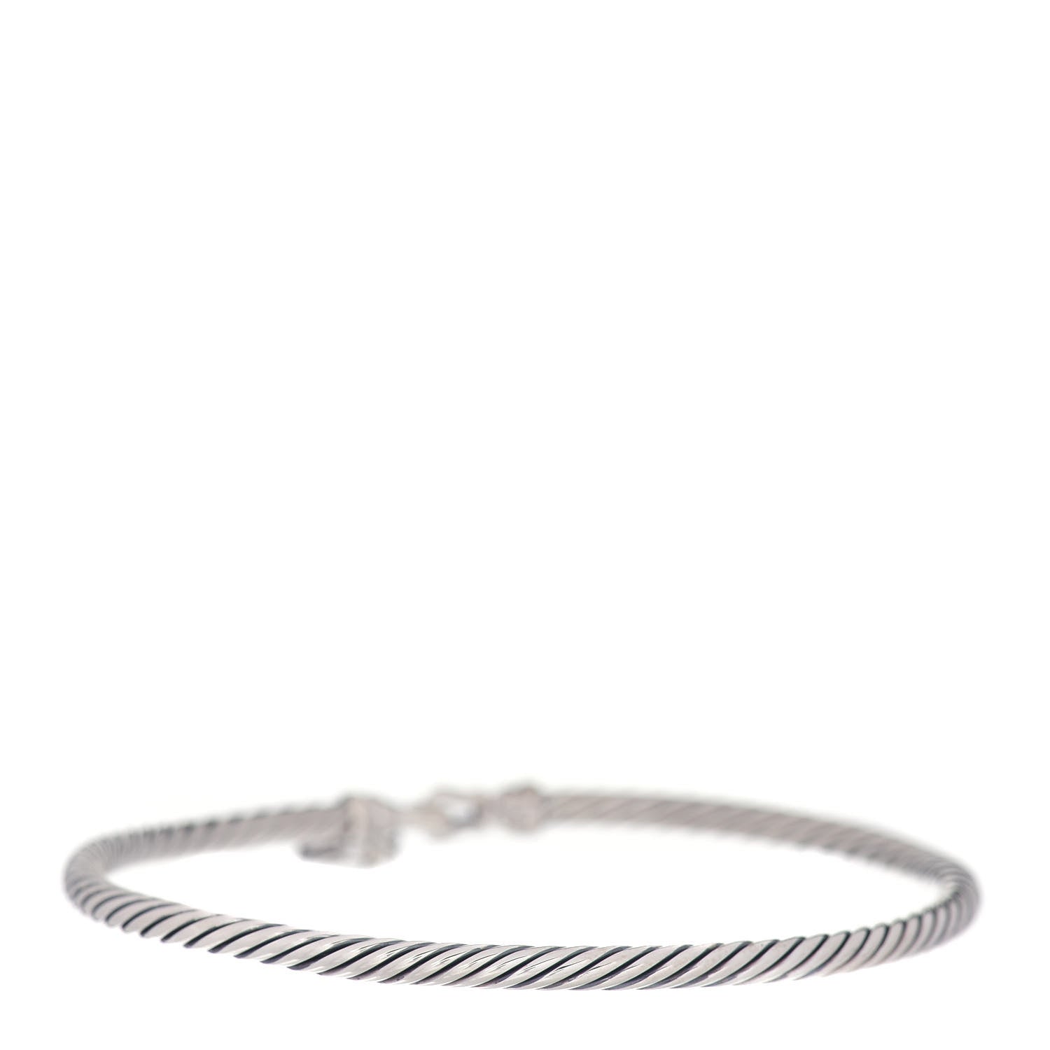 David Yurman Sterling Silver Diamond Heart Padlock Cable Bracelet 3 of 4