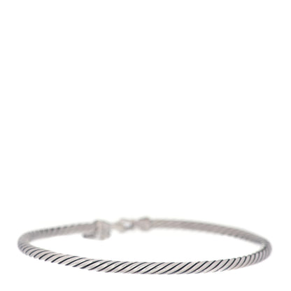 David Yurman Sterling Silver Diamond Heart Padlock Cable Bracelet 3 of 4