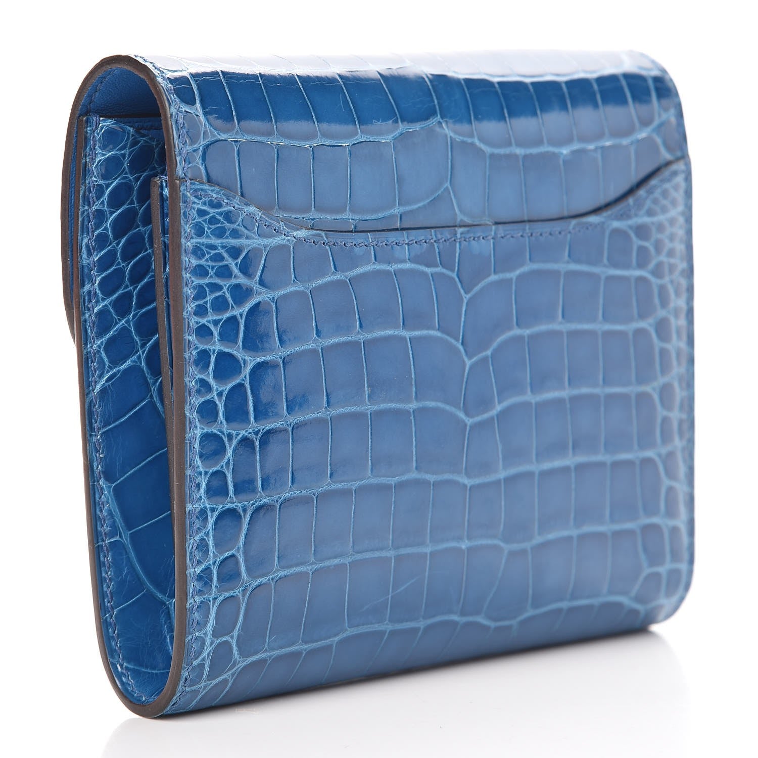Hermes Shiny Alligator Constance Short Wallet Bleu Izmir 3 of 8