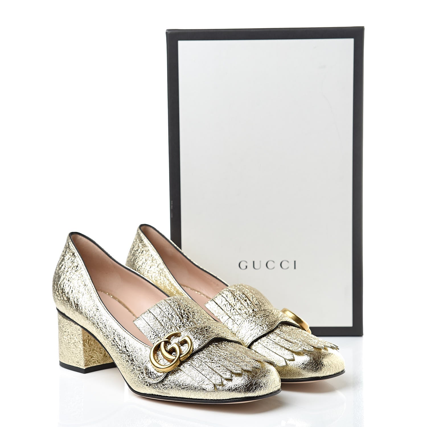 Gucci Galassia GG Marmont Fringe 50mm Loafer Pumps 41 Platino 8 of 8