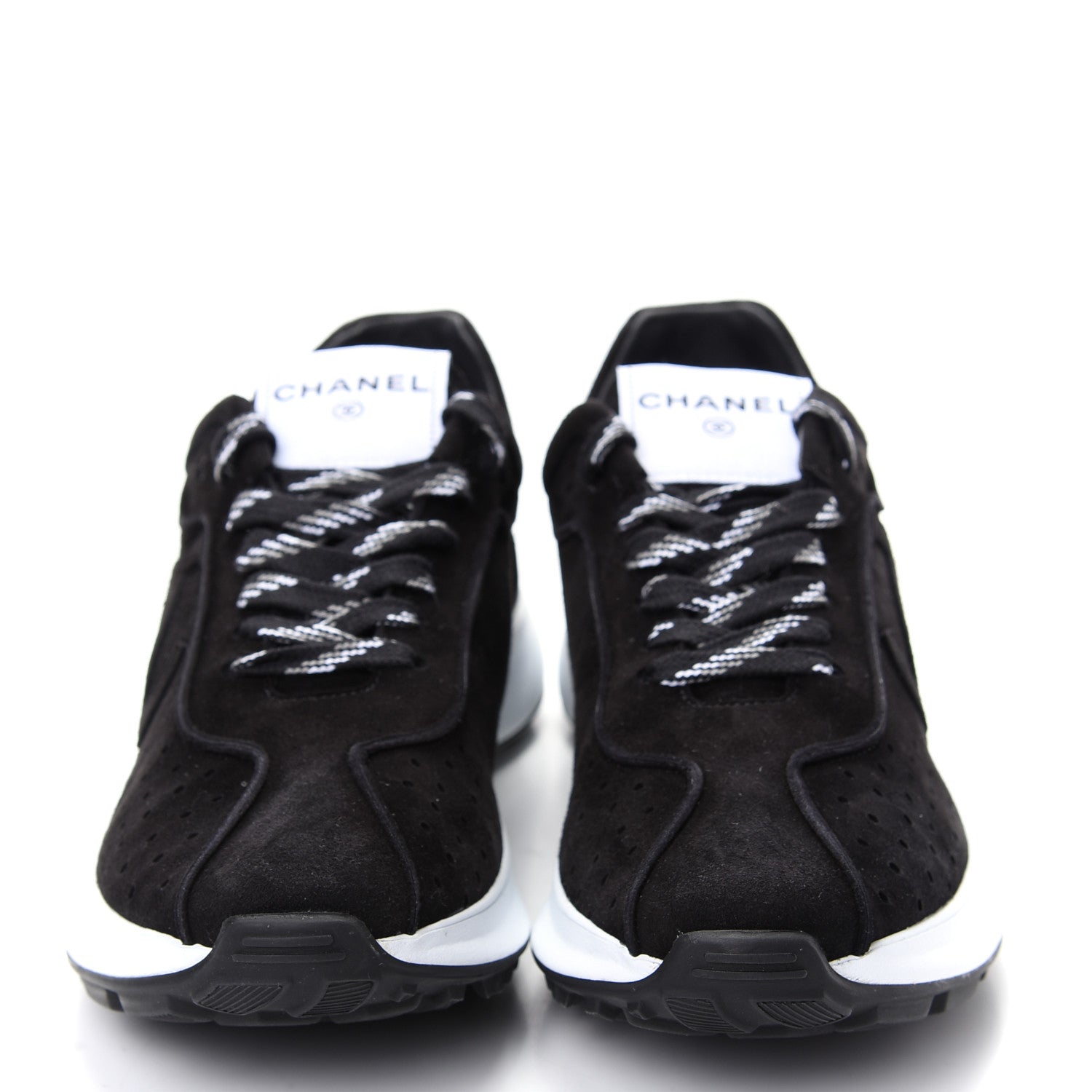 Chanel Suede Goatskin CC Sneakers 41 Black 2 of 10