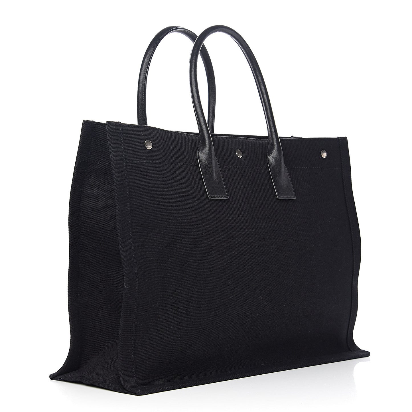 Linen Calfskin Rive Gauche Tote Black