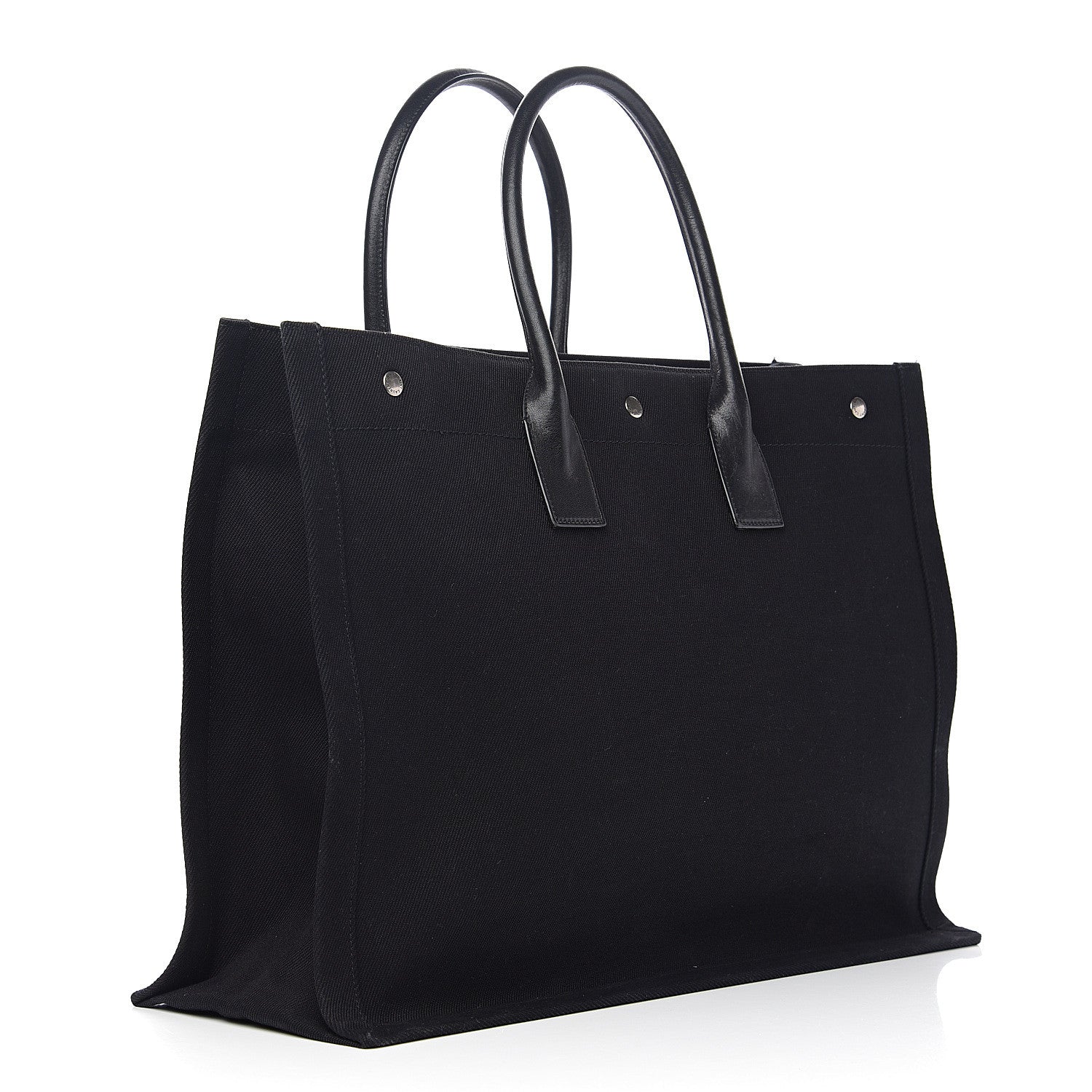 Saint Laurent Linen Calfskin Rive Gauche Tote Black 2 of 10