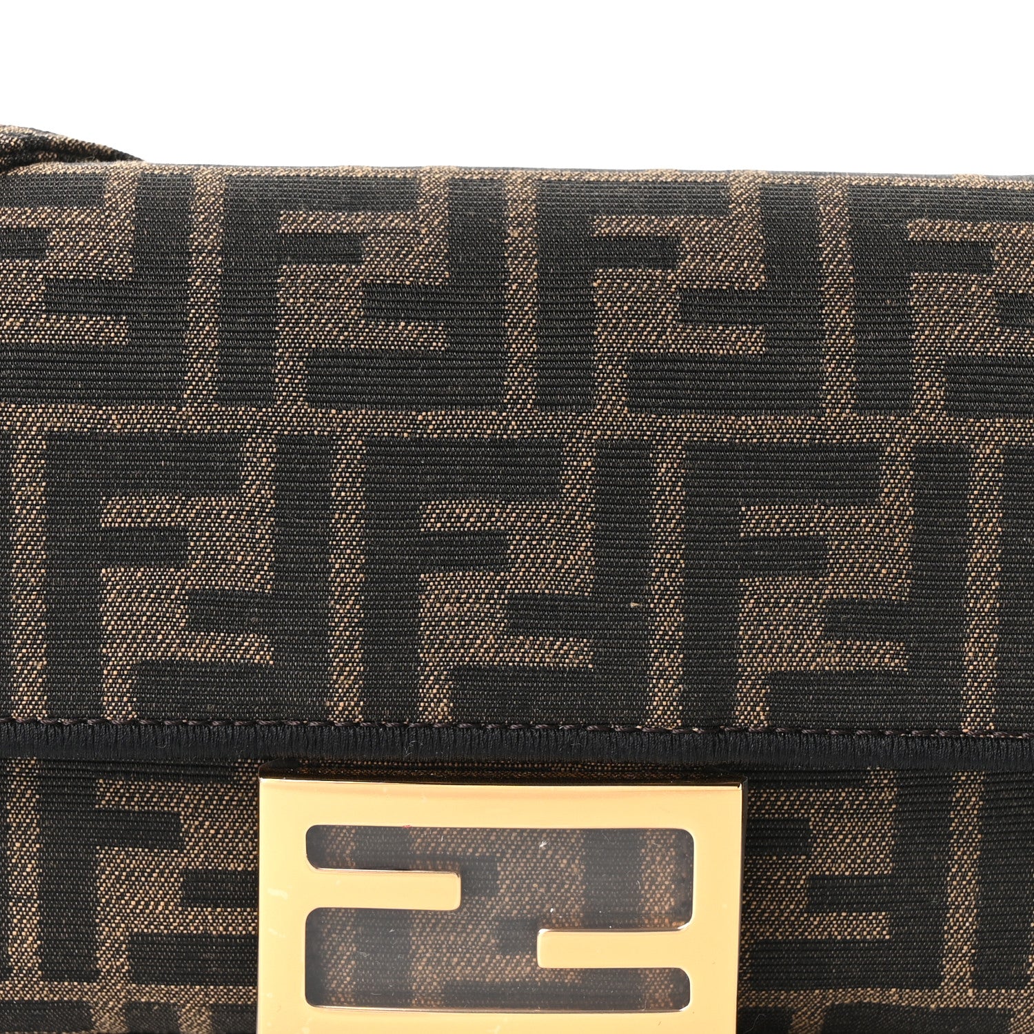 Fendi Fabric Jacquard FF 1974 Mini Baguette Tobacco Moro Black 8 of 10