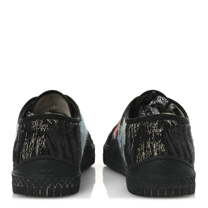 Chanel Metallic Tweed Low Top Sneakers 38 Black Multicolor 6 of 14