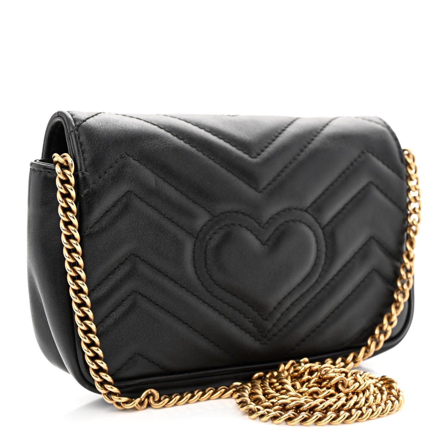Gucci Calfskin Matelasse Super Mini GG Marmont Shoulder Bag Black 3 of 10
