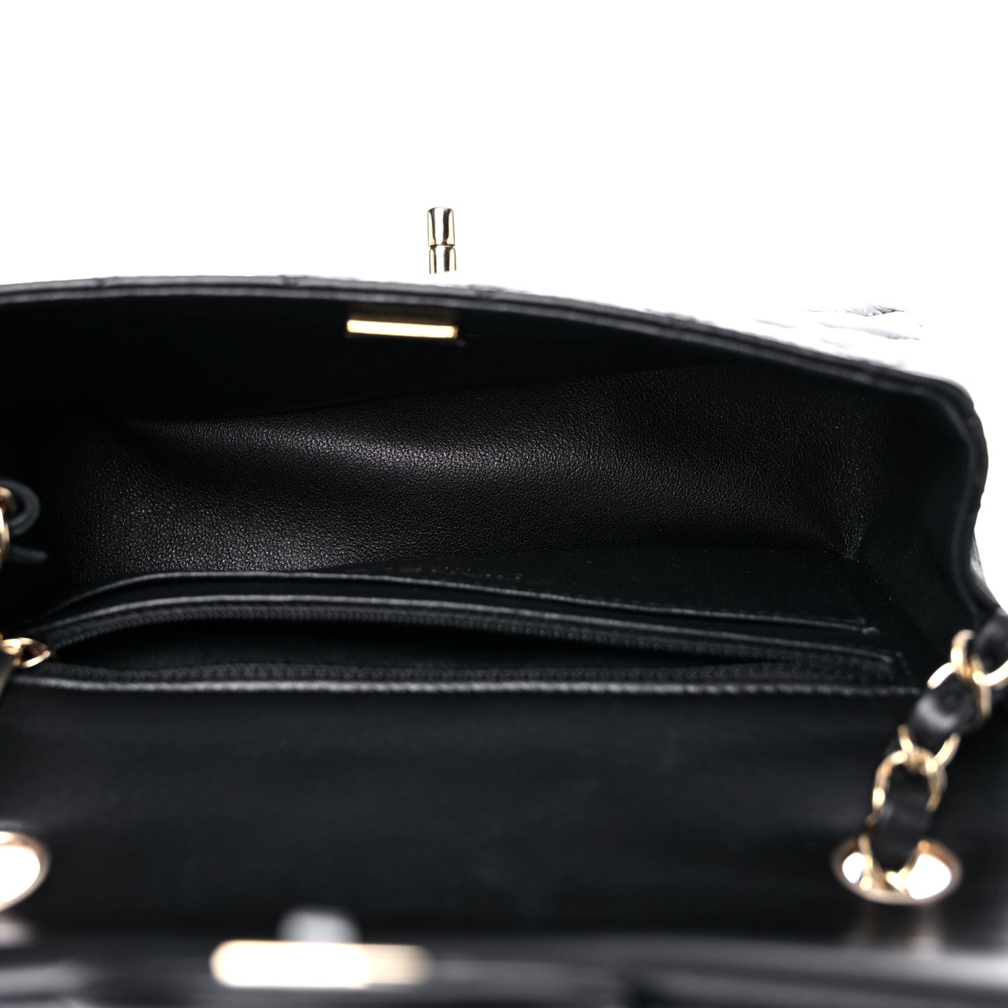 Lambskin Quilted Mini Rectangular Flap Black