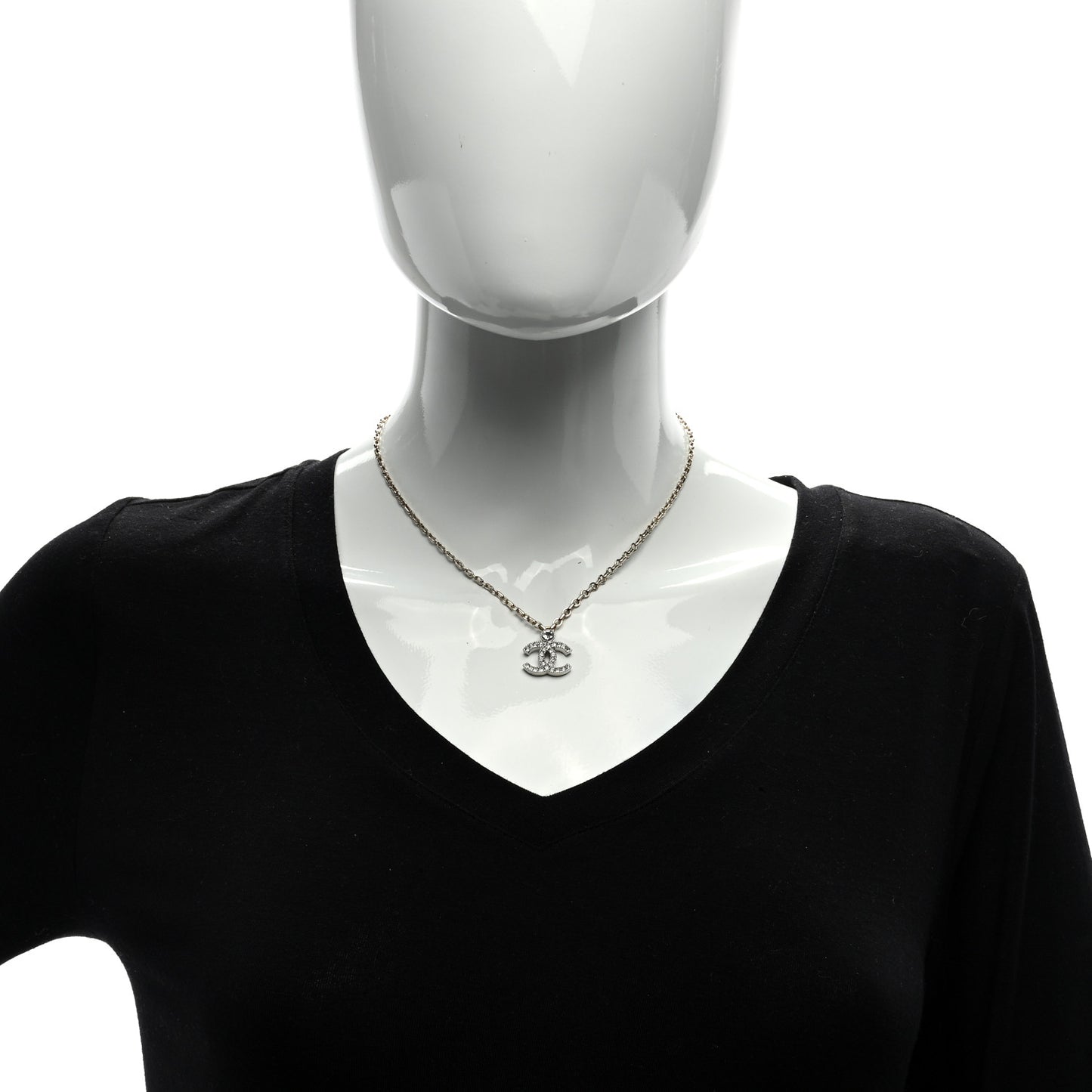 Crystal CC Necklace Silvery Gold