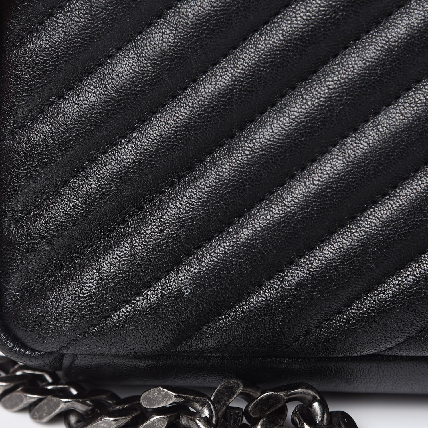 Saint Laurent Sheepskin Matelasse Chevron Monogram Medium College Bag Black 11 of 12