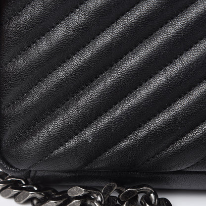 Saint Laurent Sheepskin Matelasse Chevron Monogram Medium College Bag Black 11 of 12
