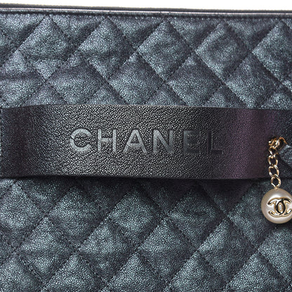 Chanel Iridescent Caviar Medium Night by the C Pouch Clutch Black 8 of 8