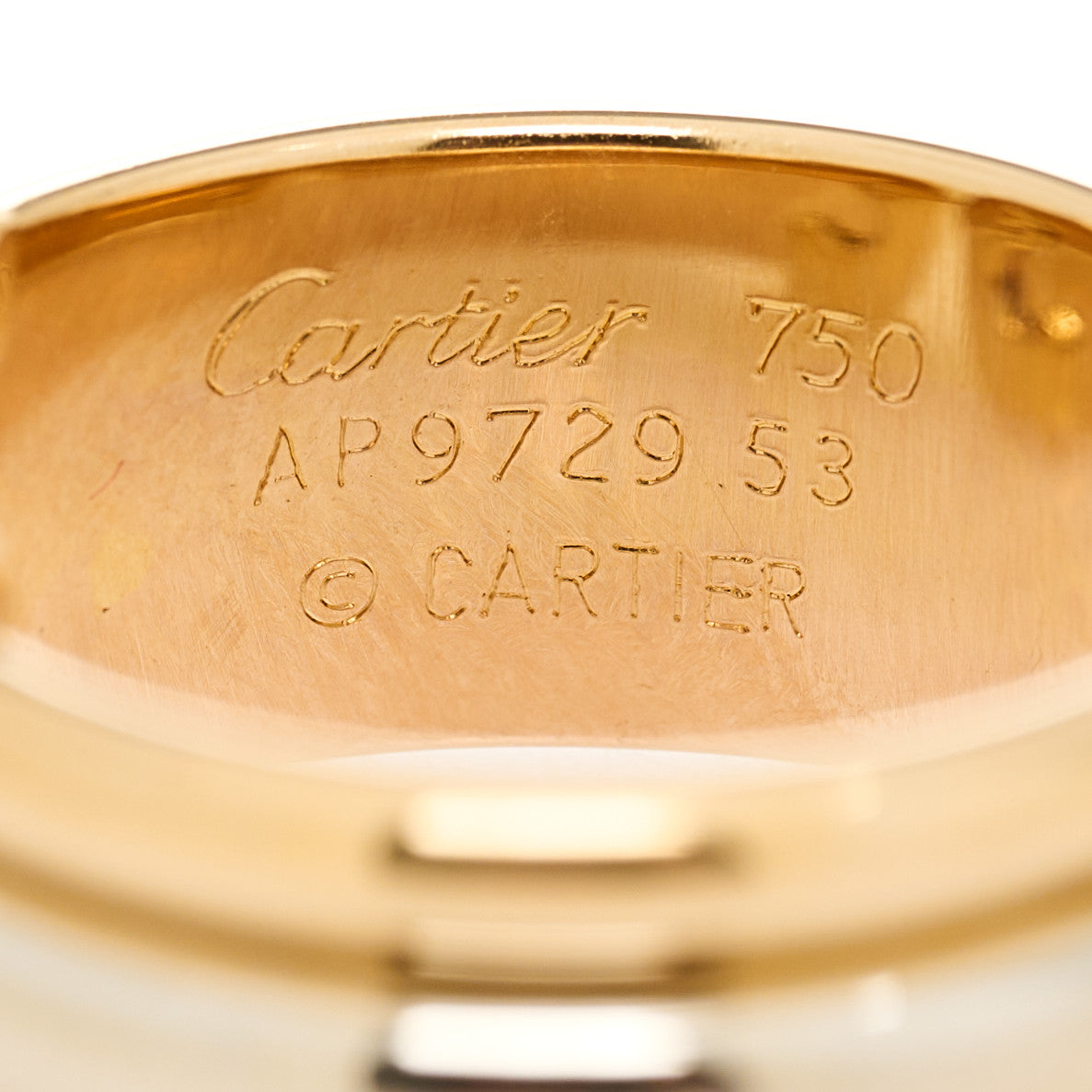 18K Pink Yellow White Gold 8mm C De Cartier Ring 53 6.5