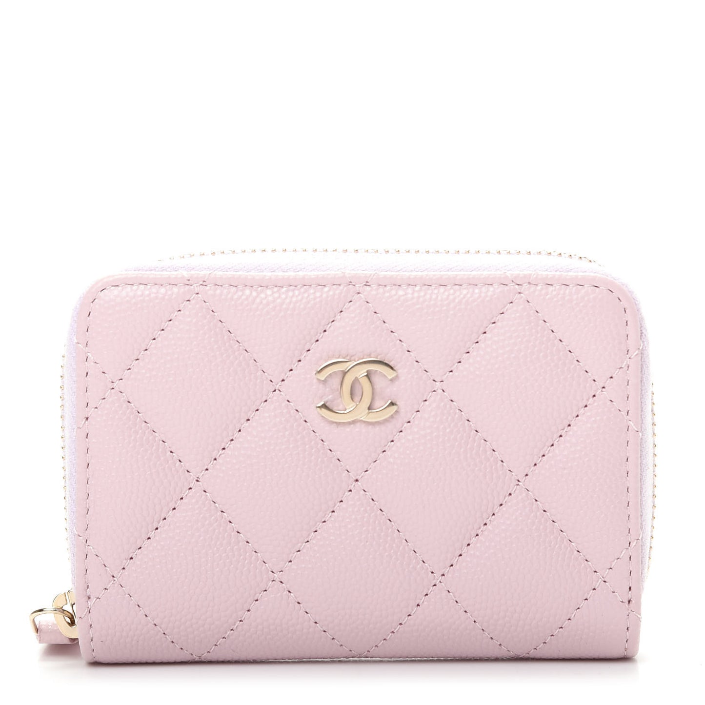 Caviar Quilted Zip Coin Purse Light Pink