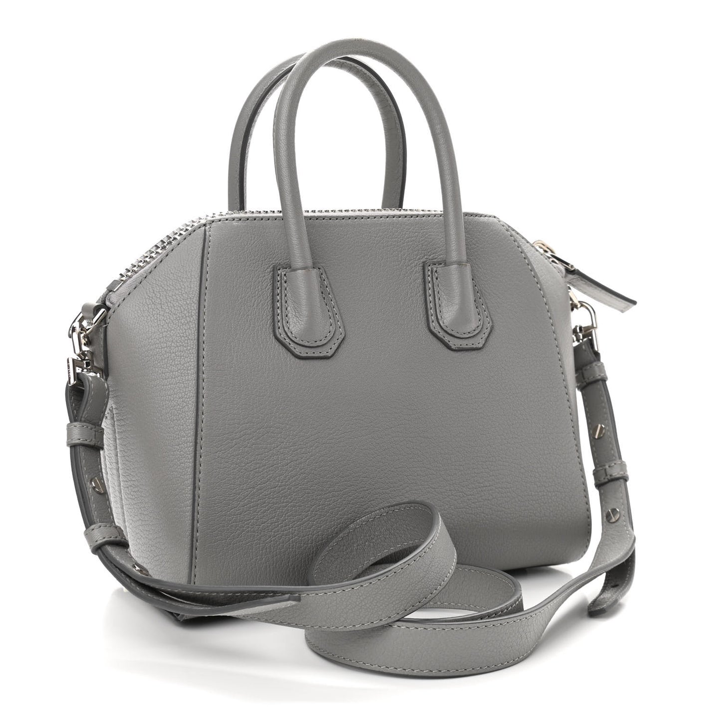 Sugar Goatskin Mini Antigona Pearl Grey
