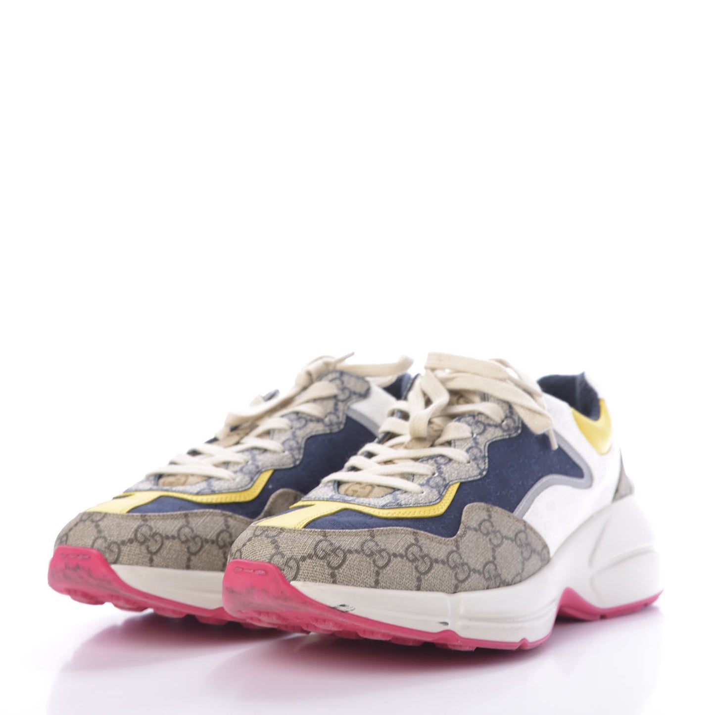GG Supreme Monogram Mix Monogram Mens Rhyton Sneakers 9 London Blue Beige Sun Yellow