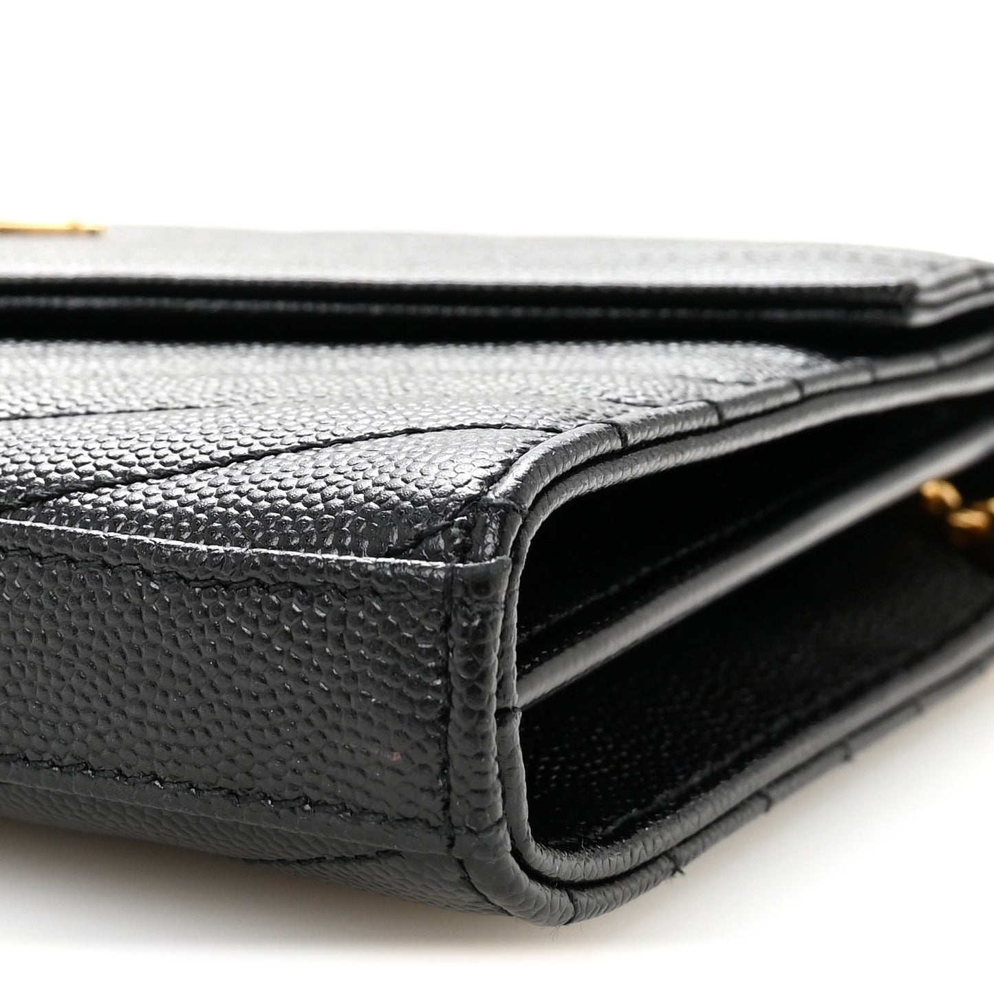 Grain De Poudre Matelasse Chevron Monogram Chain Wallet Black