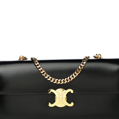 Celine Shiny Calfskin Triomphe Chain Bag Black 10 of 16