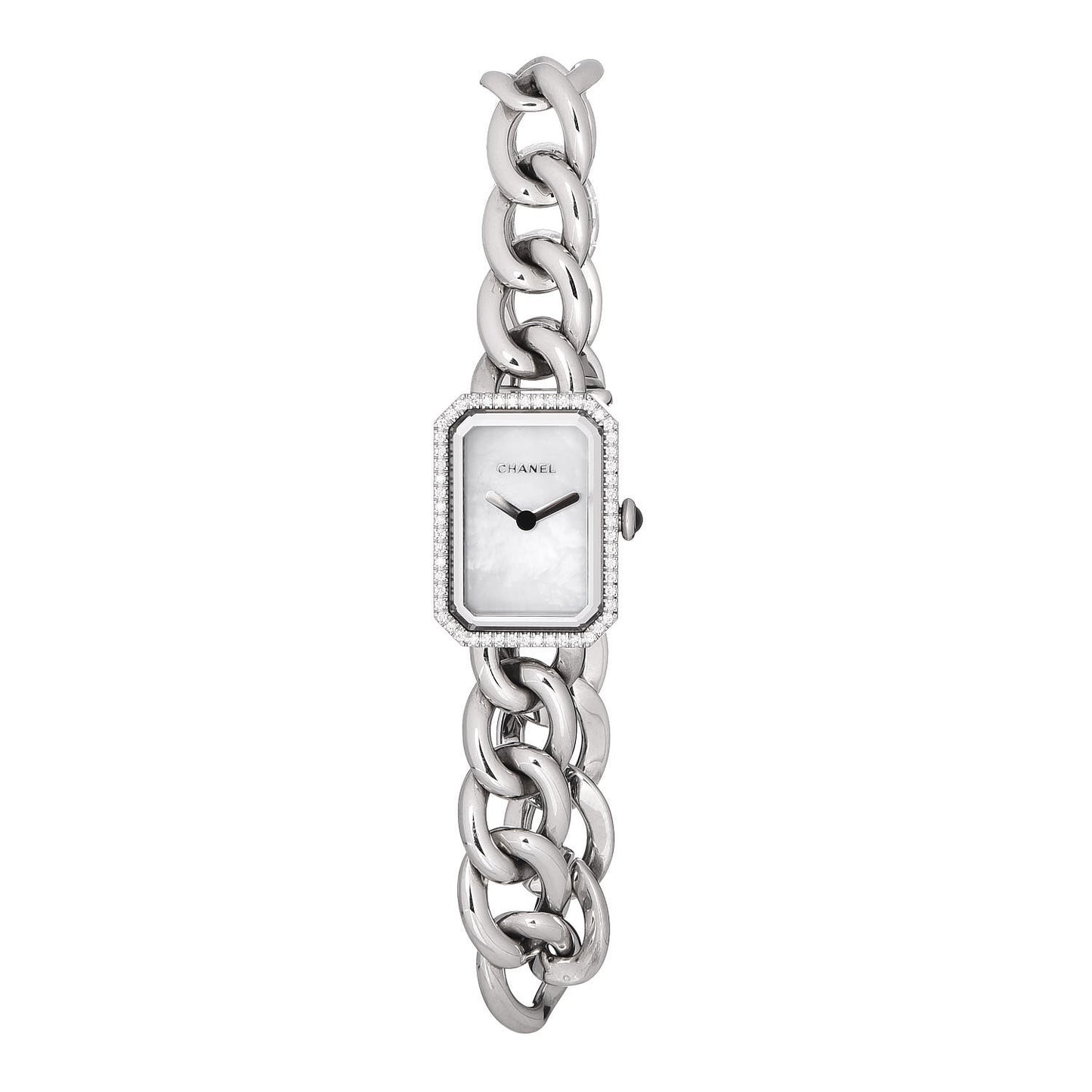 Stainless Steel Diamond Bezel Mother of Pearl 16mm Chain Premiere Quartz Watch