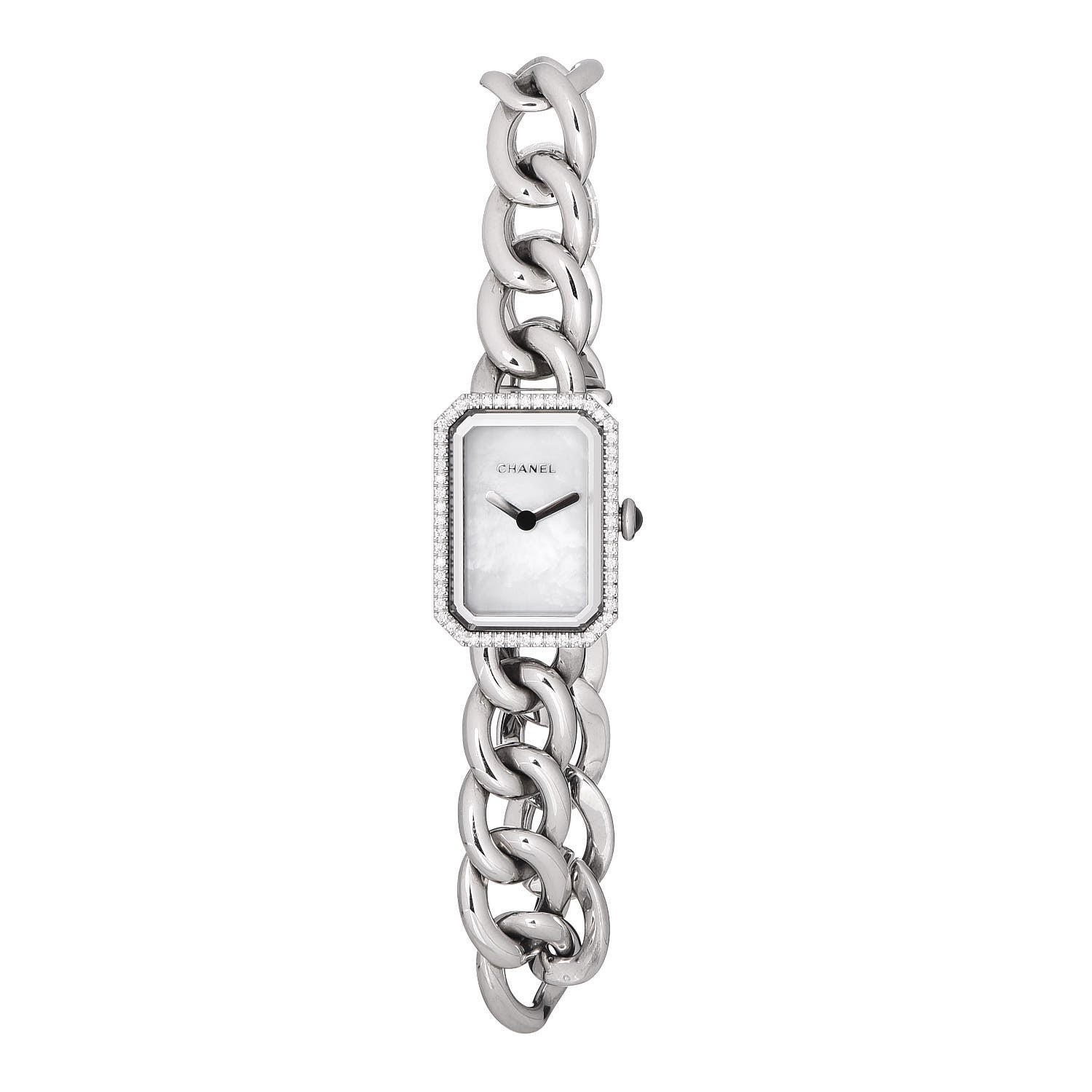 Chanel Stainless Steel Diamond Bezel Mother of Pearl 16mm Chain Premiere Quartz Watch 1 of 5