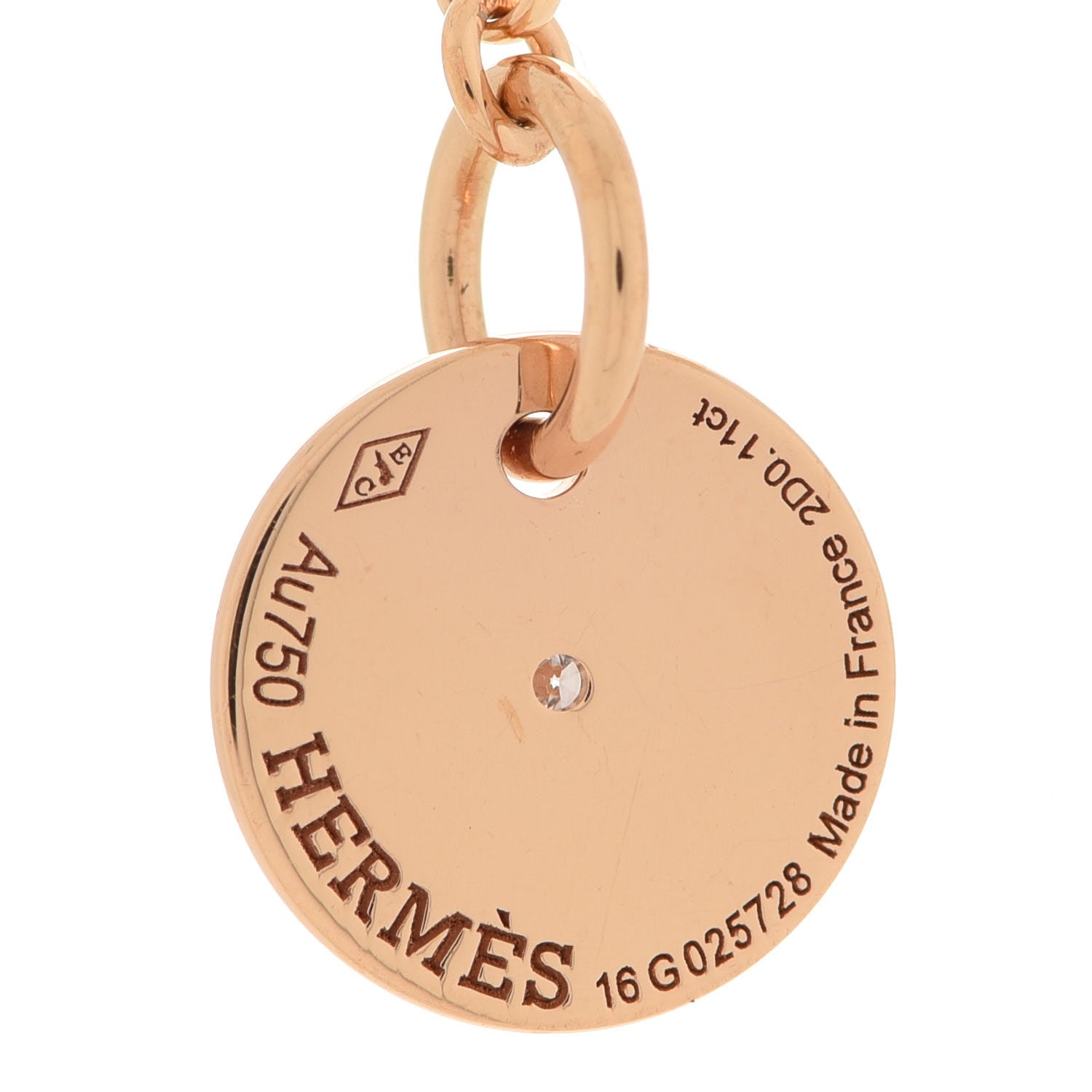 Hermes 18K Rose Gold Diamond Gambade Necklace 5 of 6