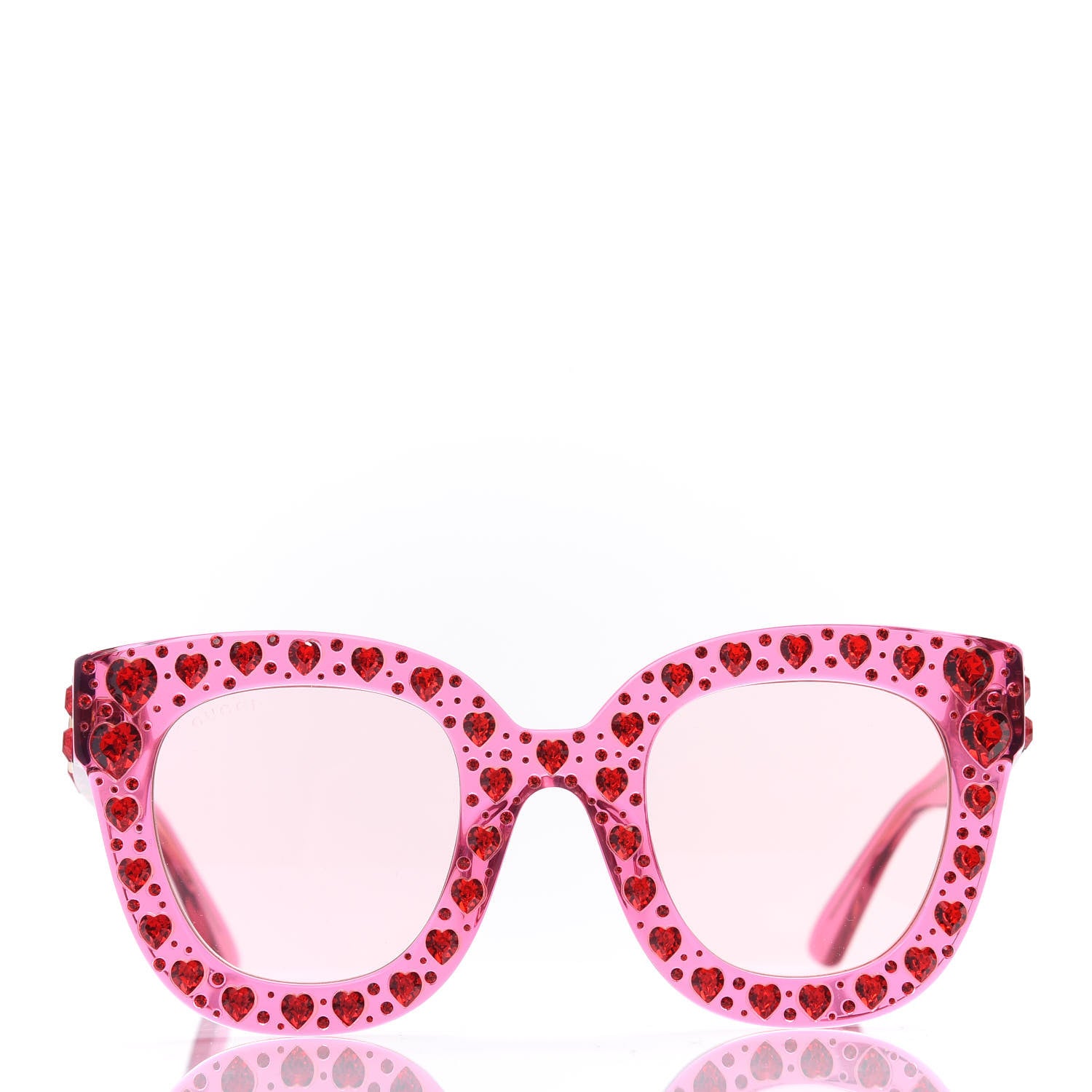 Gucci Acetate Crystal Heart GG0116S Sunglasses Fuchsia 2 of 8