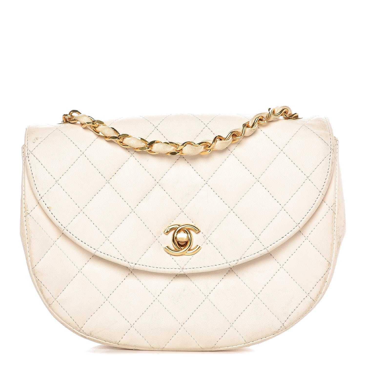 Chanel Lambskin Quilted Small Half Moon Flap Ivory 1 of 13