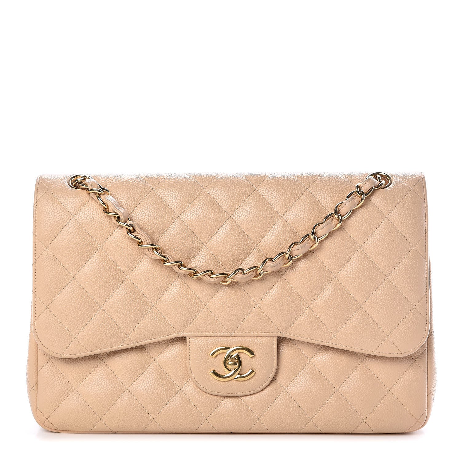 Chanel Caviar Quilted Jumbo Double Flap Beige Clair 1 of 10