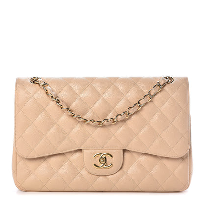 Chanel Caviar Quilted Jumbo Double Flap Beige Clair 1 of 10