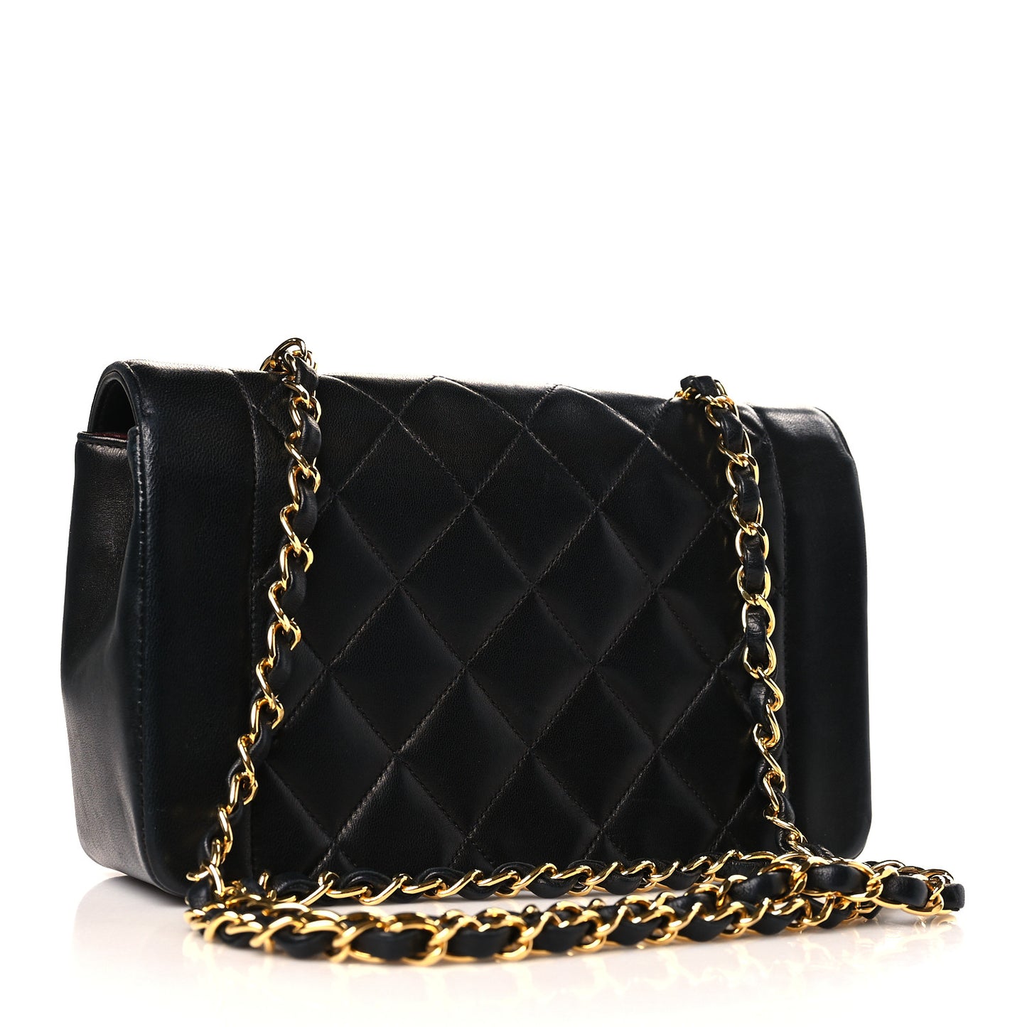 Lambskin Quilted Small Single Flap Black
