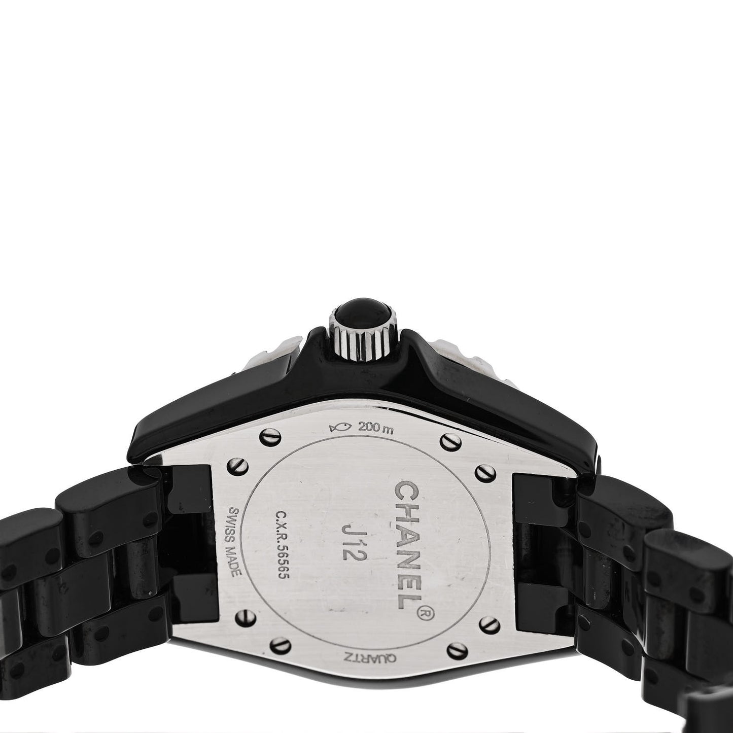 Stainless Steel Ceramic Diamond 33mm J12 Quartz Watch Black