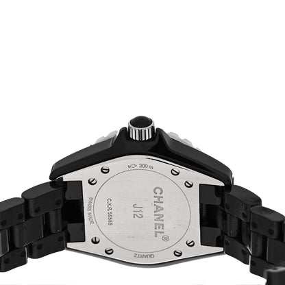 Chanel Stainless Steel Ceramic Diamond 33mm J12 Quartz Watch Black 4 of 5