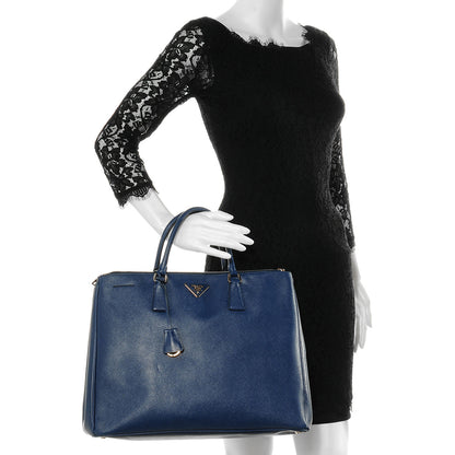 Prada Saffiano Lux Extra Large Galleria Double Zip Tote Bluette 2 of 9