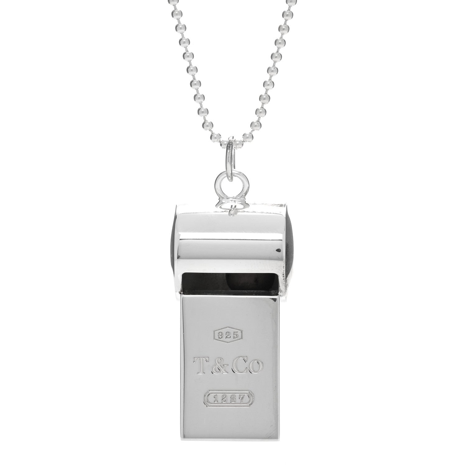 Tiffany Sterling Silver 1837 Whistle Pendant Necklace 3 of 4