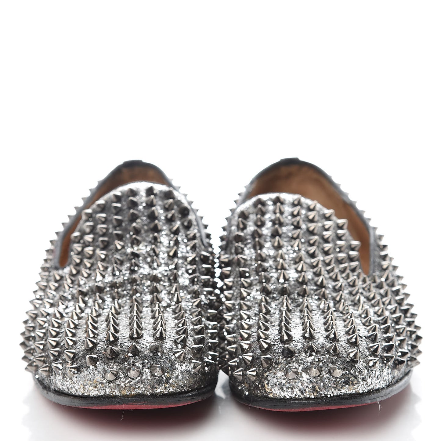 Glitter Mens Rollerboy Spikes Flat Loafers 43 Silver