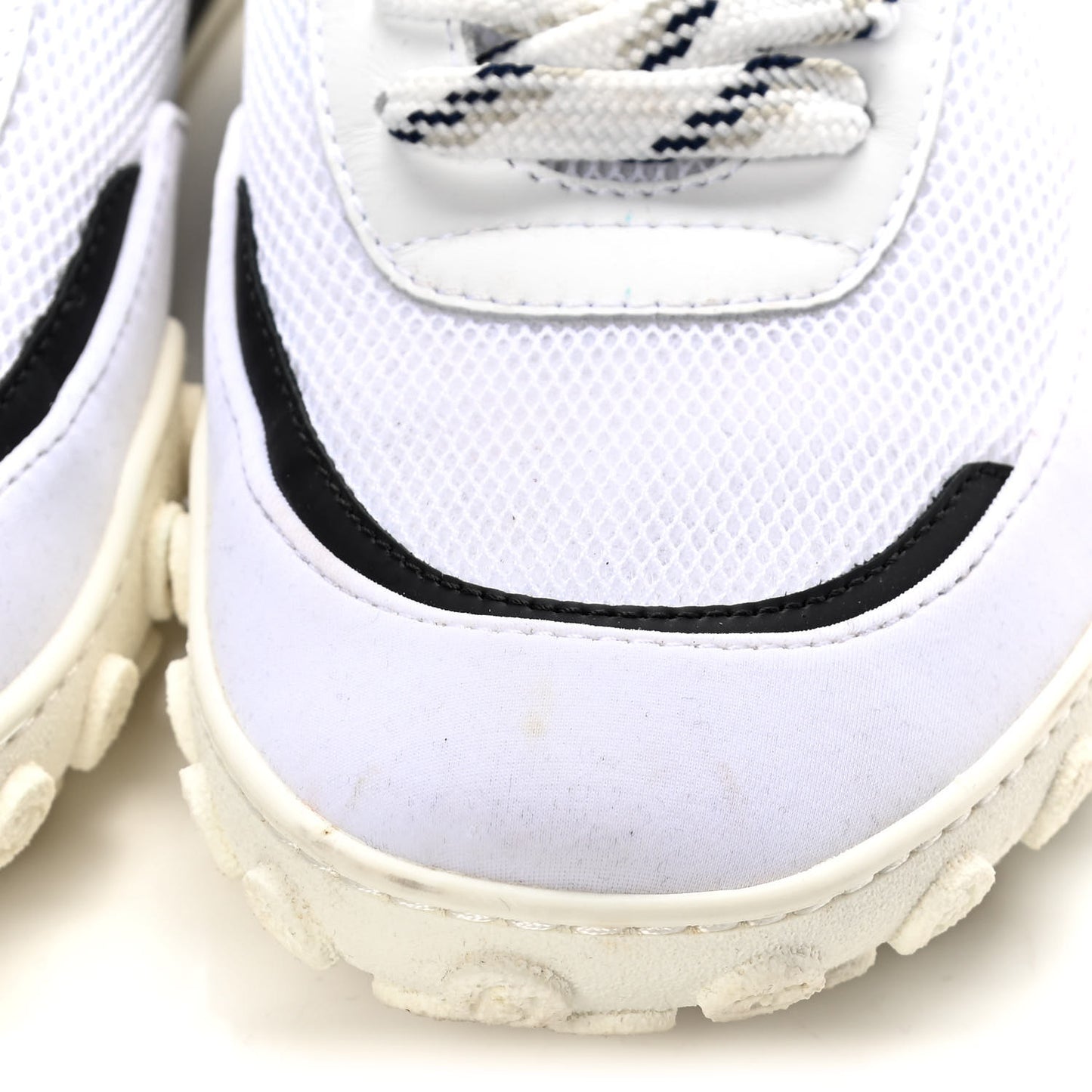 Calfskin Mesh Lycra Womens Logo Sneakers 39 White