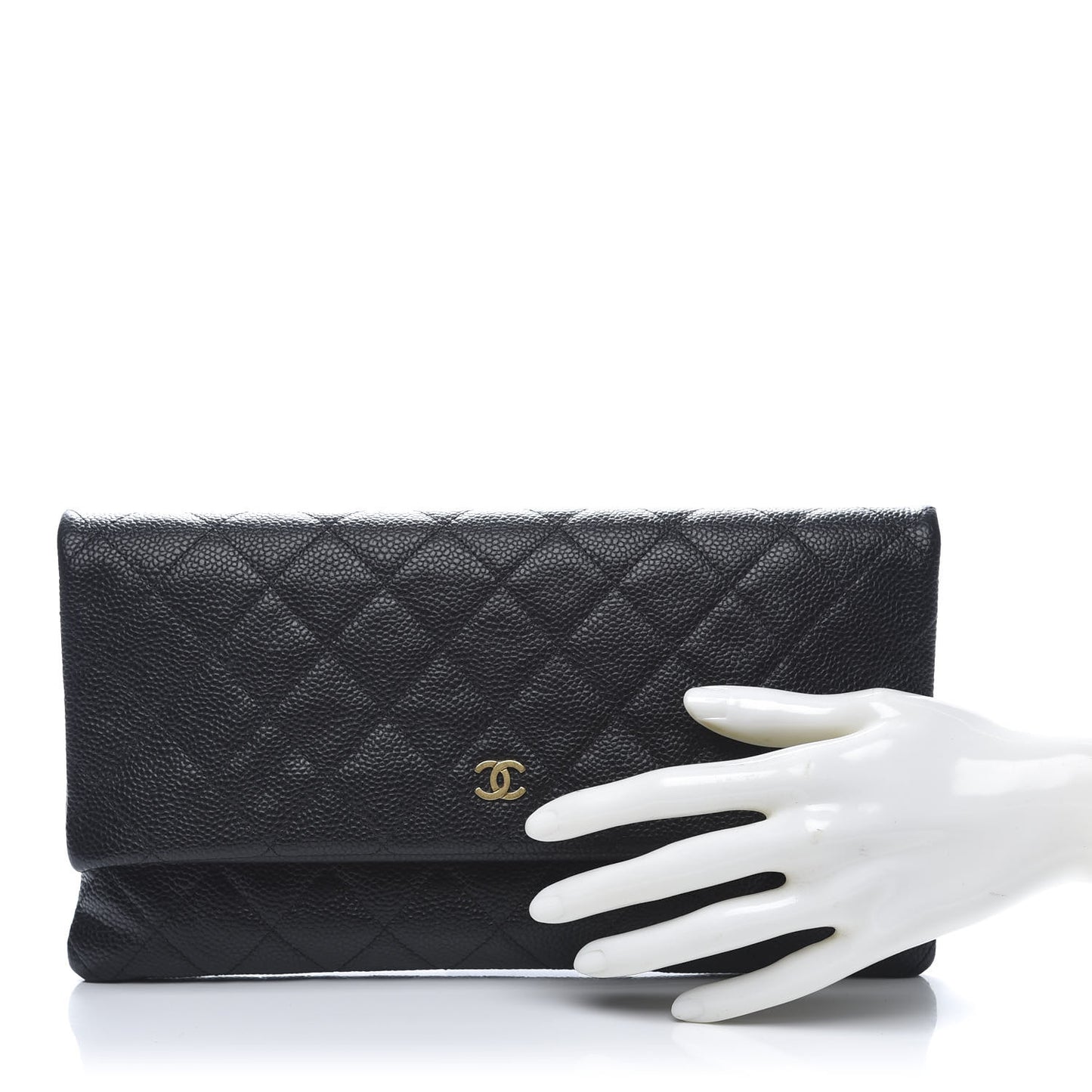 Caviar Quilted CC Beauty Clutch Black