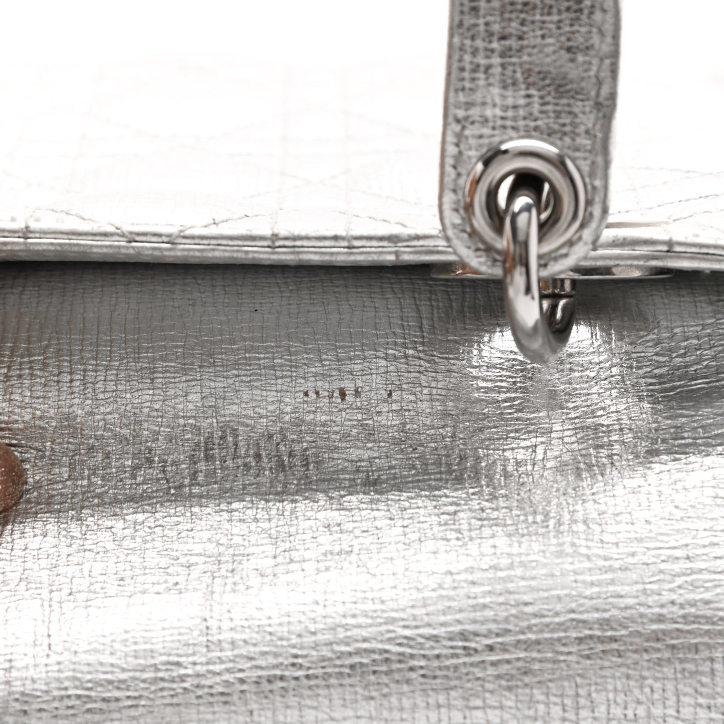 Metallic Grained Calfskin Cannage Small Lucky Badges My Lady Dior Silver
