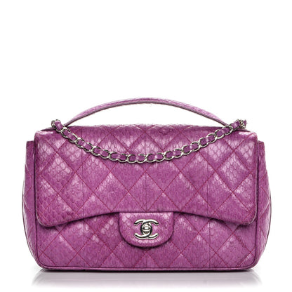 Chanel Elaphe Snakeskin Quilted Medium Easy Carry Flap Purple 1 of 9