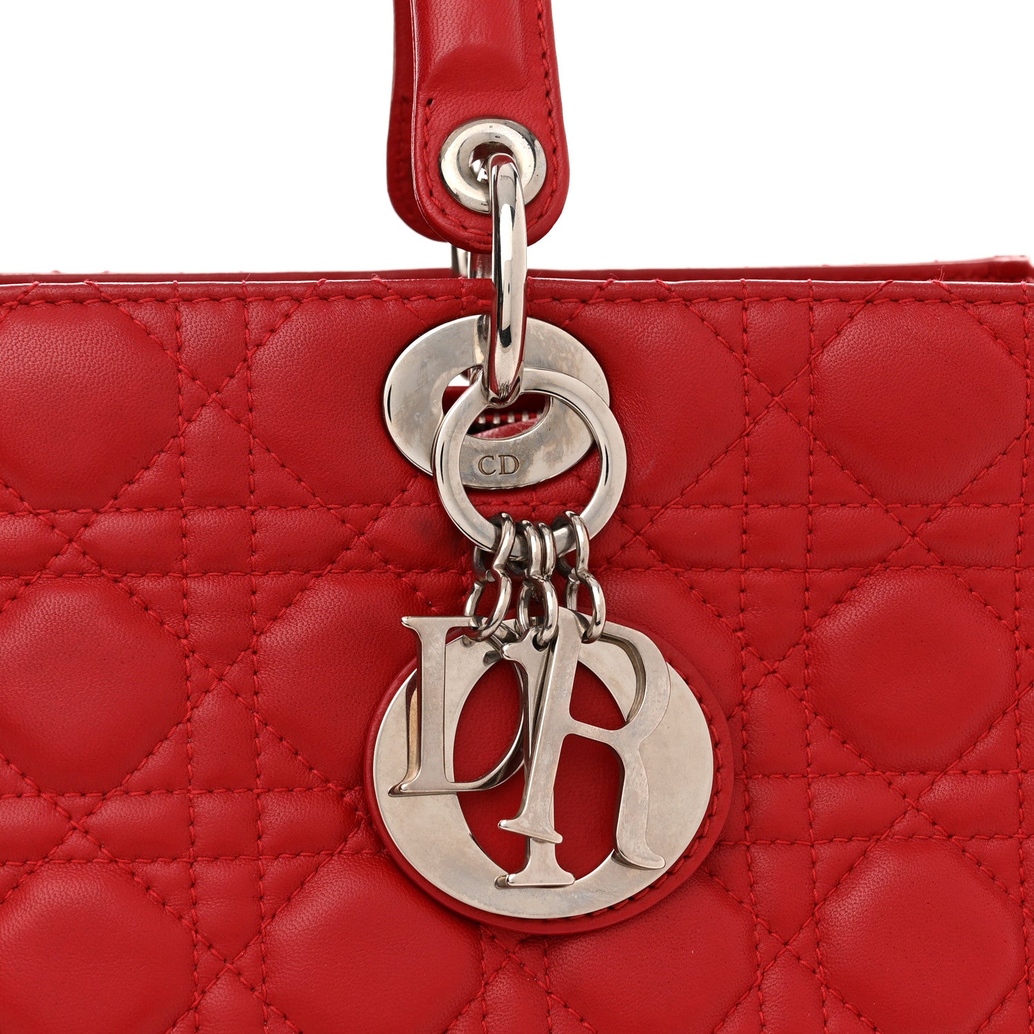 Christian Dior Lambskin Cannage Large Lady Dior Red 8 of 10