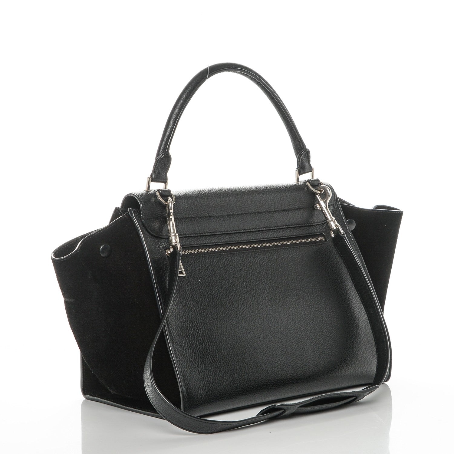 Celine Drummed Calfskin Suede Medium Trapeze Black 3 of 6