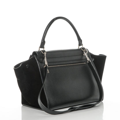 Celine Drummed Calfskin Suede Medium Trapeze Black 3 of 6